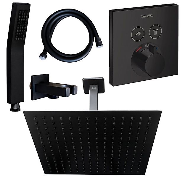 Hansgrohe und Jowi Duscharmatur ShowerSelect Thermostat Schwarz Regendusche günstig online kaufen
