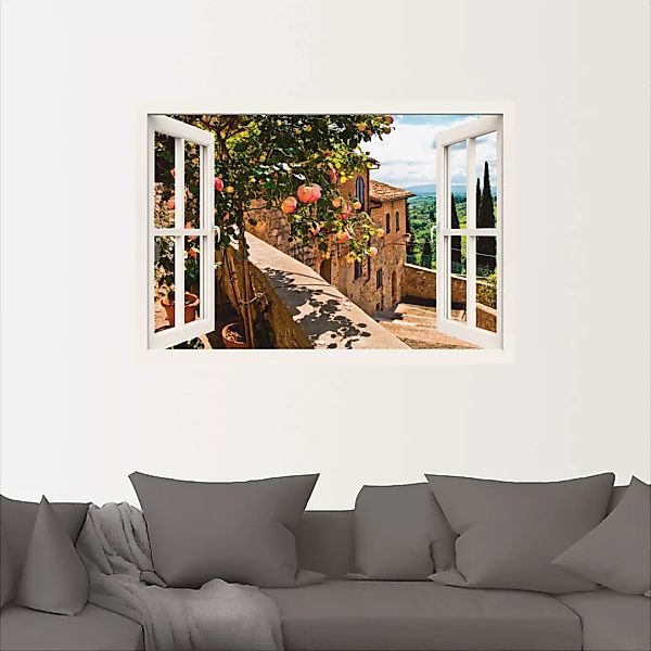 Artland Wandbild "Fensterblick Rosen auf Balkon Toskana", Garten, (1 St.), günstig online kaufen