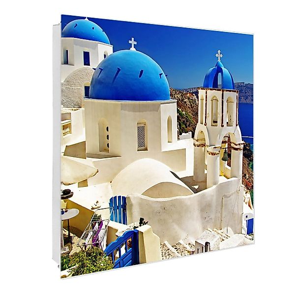 Banjado Großer Schlüsselkasten Glas 30x30cm Weiß Scharnier Rechts 50 Haken günstig online kaufen