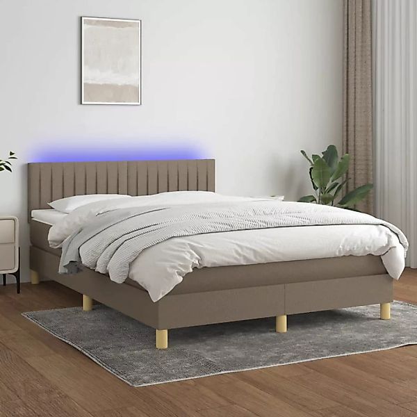 Vidaxl Boxspringbett Mit Matratze & Led Dunkelgrau 140x200 Cm Stoff günstig online kaufen