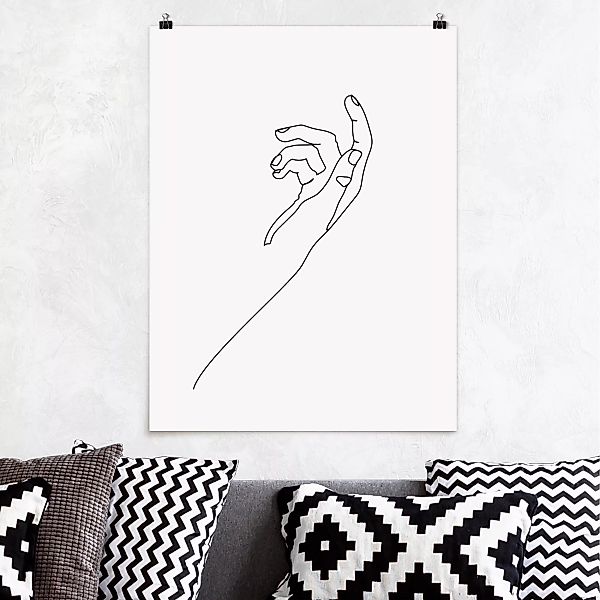 Poster Portrait - Hochformat Fragende Hand Line Art günstig online kaufen