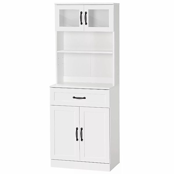 HOMCOM Buffetschrank Küche 2 Glastüren Regal Schublade und Doppeltürschrank günstig online kaufen