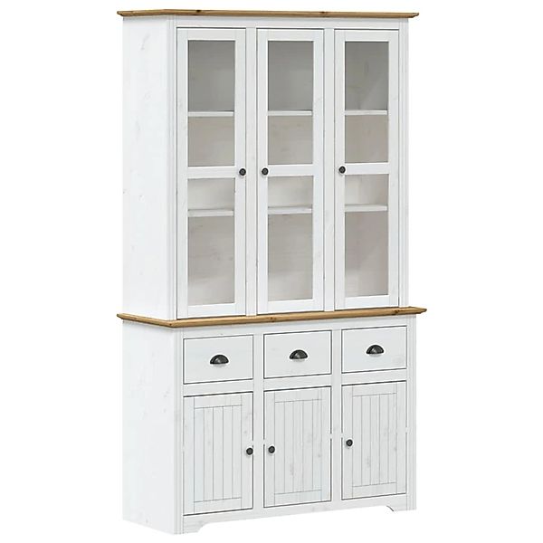 vidaXL Highboard BODO Weiß Braun 115,5x43x200,5 cm Massivholz Kiefer 320645 günstig online kaufen
