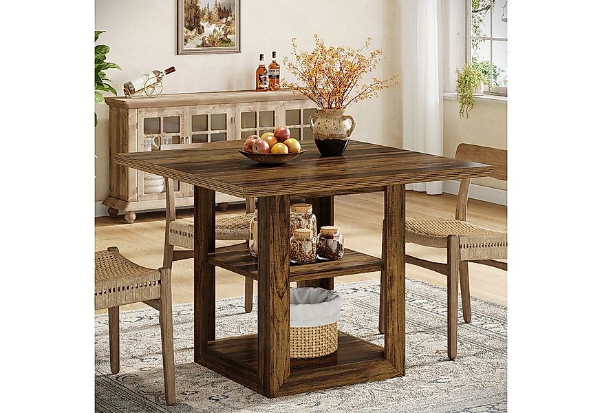 Tribesigns Esstisch 80cm Quadratischer Esstisch, mit 2-stöckiger Ablagefach günstig online kaufen