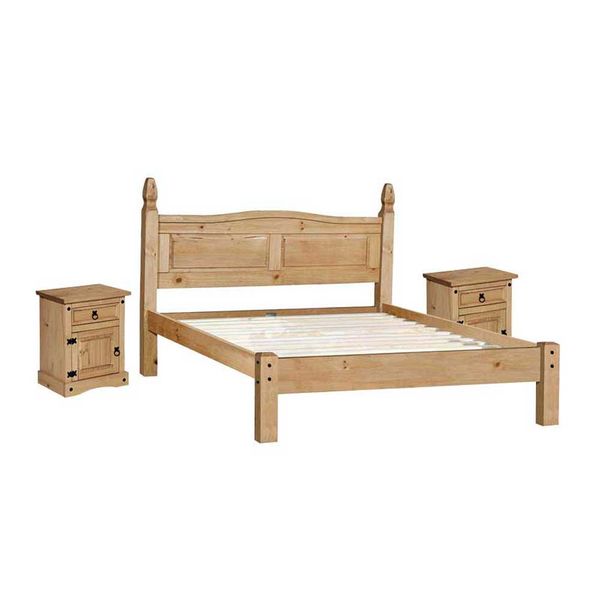 Bett im Landhausstil Kiefer Massivholz Honigfarben günstig online kaufen