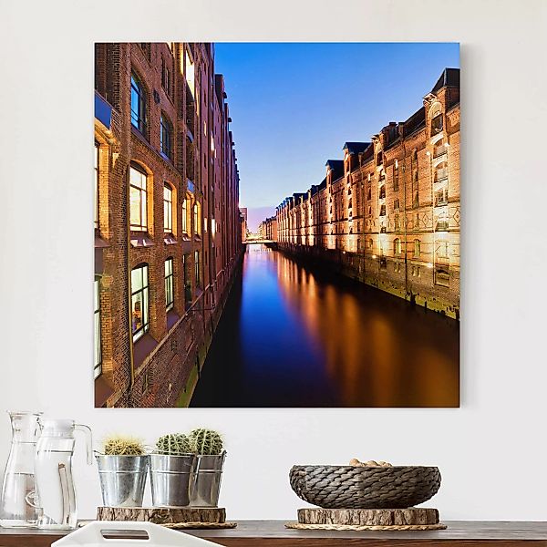 Leinwandbild - Quadrat Hamburg Speicherstadt günstig online kaufen