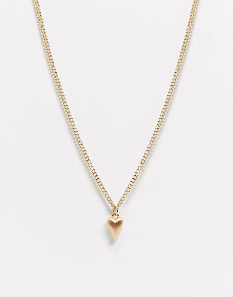 ASOS DESIGN – Kurze, schmale Halskette in Goldton mit gebürstetem Herzanhän günstig online kaufen