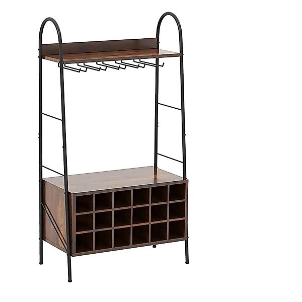 Costway Weinregal 18 Flaschen Rustikales Braun 63 x 32 x 114,5 cm günstig online kaufen