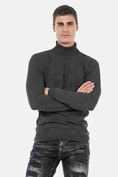 Cipo & Baxx Rollkragenpullover "Pullover", (1 tlg.), mit kariertem Strickmu günstig online kaufen