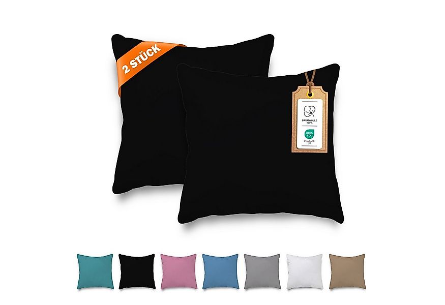 Veluna Home Kissenbezüge 100% Baumwolle(2er-Set) Renforcé Kissenbezug mit R günstig online kaufen