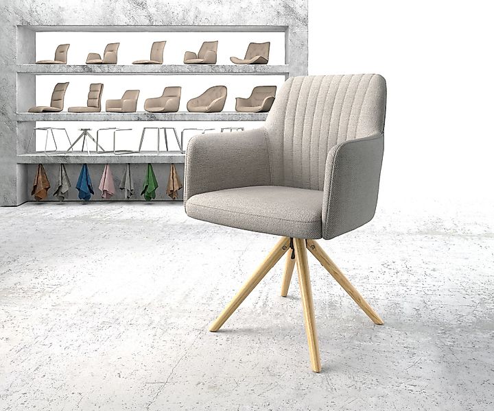Drehstuhl Greg-Flex Stripes Hellgrau Holzgestell konisch 180° drehbar günstig online kaufen