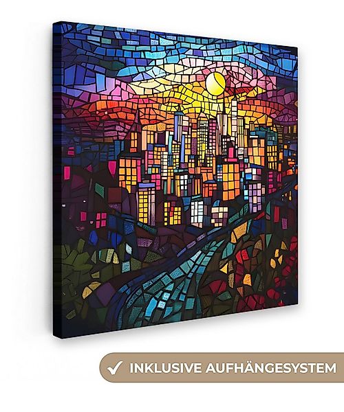 OneMillionCanvasses® Leinwandbild Stadt - Mond - Mosaik - Farbenfroh, Fotod günstig online kaufen