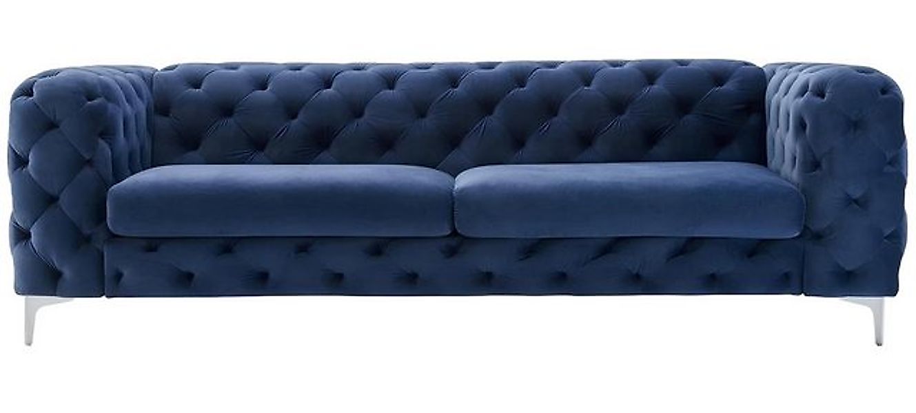 Xlmoebel Sofa Neues modernes blau-samtiges Dreisitzer-Sofa von Chesterfield günstig online kaufen