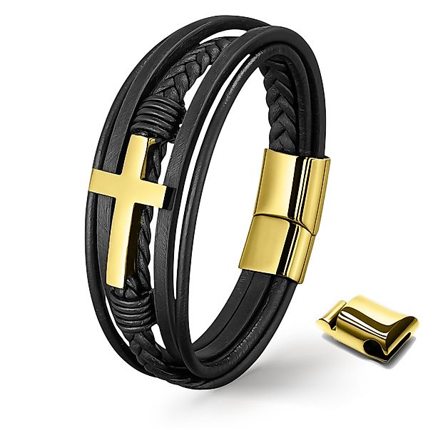 UNIQAL.de Lederarmband Lederarmband Herren mit Kreuz günstig online kaufen