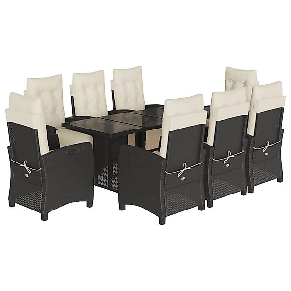 vidaXL 9-Tlg Garten-Essgruppe mit Kissen Schwarz Poly Rattan 3212919 günstig online kaufen