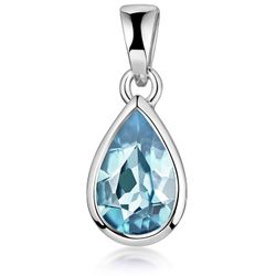 Materia Kettenanhänger Tropfen Blautopas Edelstein Hellblau günstig online kaufen