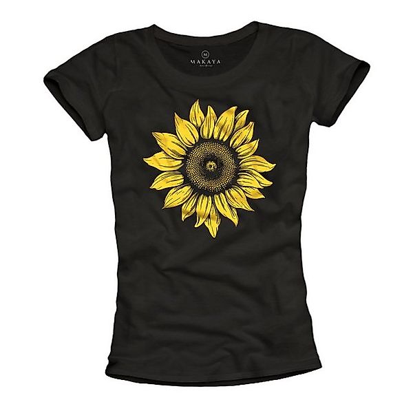 MAKAYA Print-Shirt Damen Sonnenblume Blume Druck günstig online kaufen