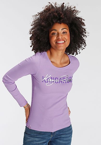 KangaROOS Langarmshirt krempelbare Ärmel, figurbetonter Schnitt, günstig online kaufen