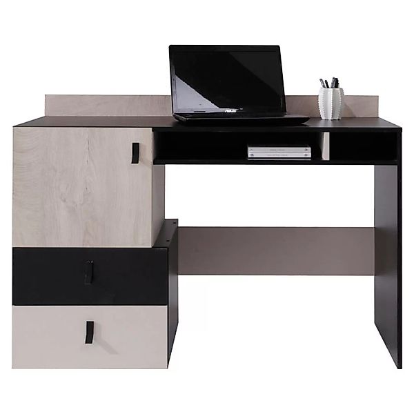 Schreibtisch in schwarz mit Eiche und beige, PITTSBURGH-133 günstig online kaufen