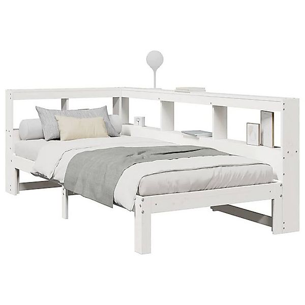 vidaXL Bett Massivholzbett mit Regal ohne Matratze Weiß 75x190 cm Kiefer günstig online kaufen