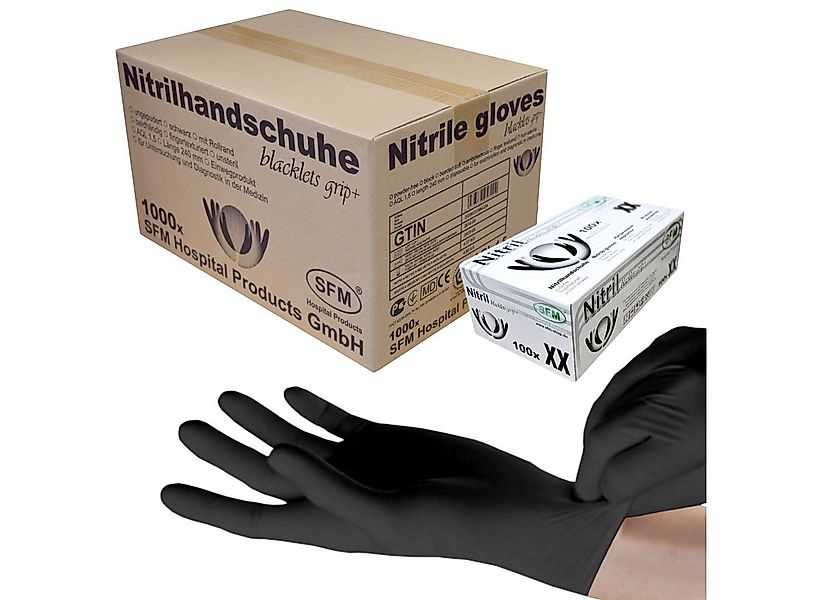 SFM ® Nitril-Handschuhe BLACKLETS GRIP+ : pf F-tex schwarz Einmalhandschuhe günstig online kaufen