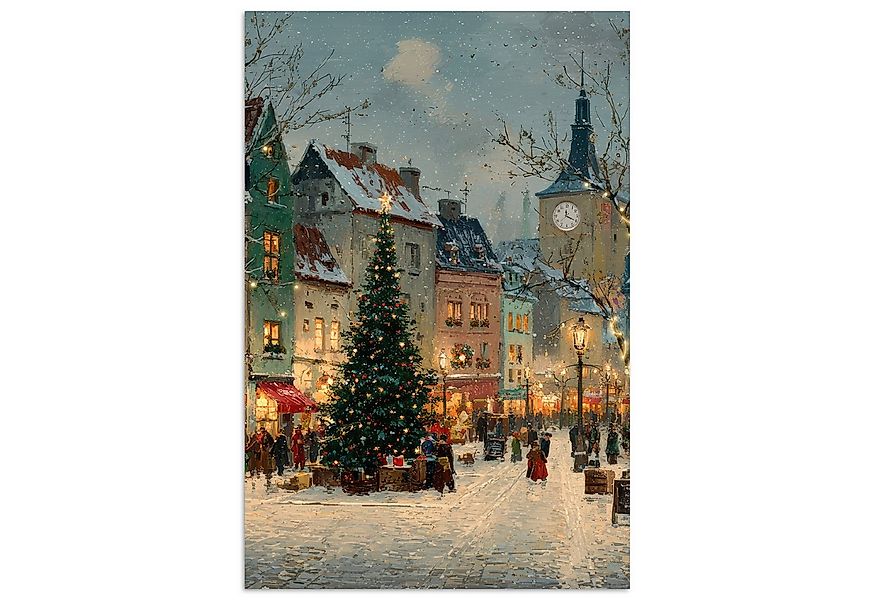 MuchoWow Poster Weihnachtliche Atmosphäre - City Square - Farbenfroh, (1 St günstig online kaufen