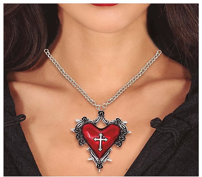 Fiestas Guirca Kostüm, Religion Herz Gothic Kreuz Kette Halloween Schmuck M günstig online kaufen