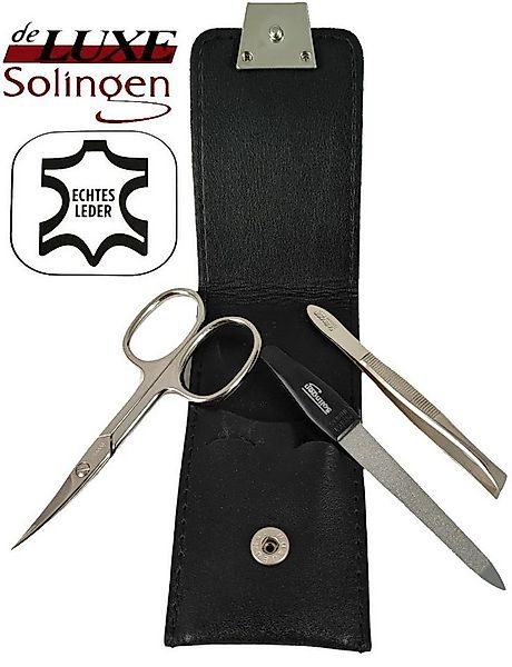 EloModa Maniküre-Etui 3-teiliges Solingen Maniküre Set mit Leder Etui, Nage günstig online kaufen