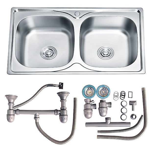 Melko Einbauspüle Edelstahlspüle Doppelspülbecken Einbauspüle Spüle Spülbec günstig online kaufen