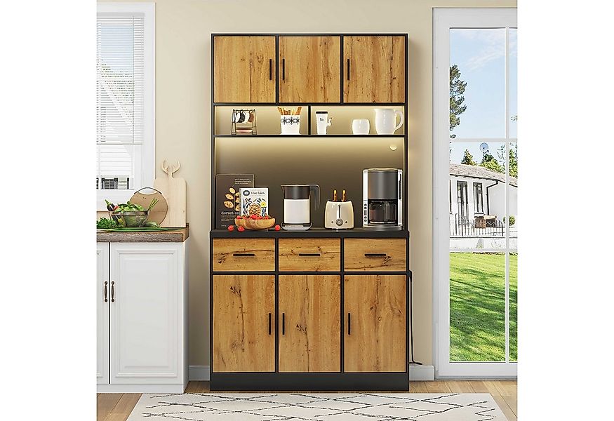 BlingBin Küchenbuffet Buffet mit LED-Beleuchtung Schubladen Einlegeböden (1 günstig online kaufen