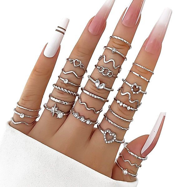ZEUOPQ Fingerring Fingerring Ring-Set Schmuckset,Herzdesign,28 Teile günstig online kaufen