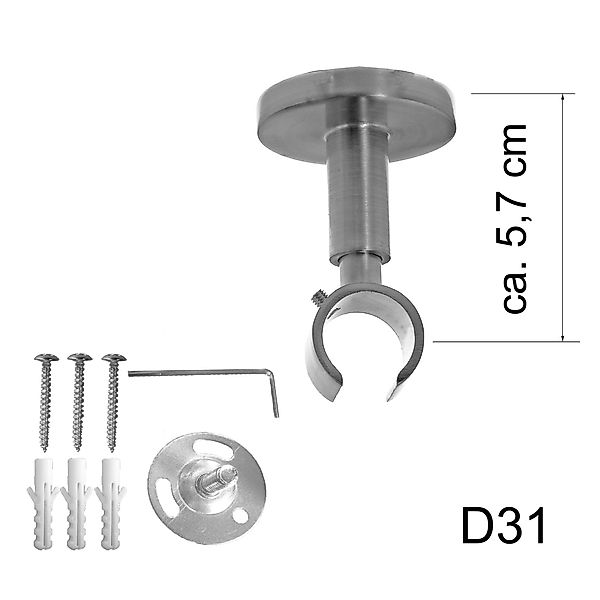 BASIT Gardinenstange Edelstahloptik 20mm mit Deckenträgern 120 cm E87, Ø 20 günstig online kaufen