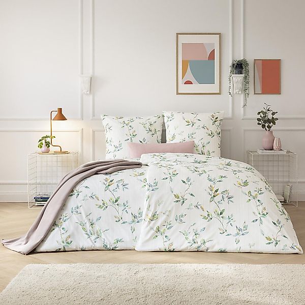 Estella Interlock Jersey Bettwäsche Thalia 6621-530 Blätter 135x200 günstig online kaufen