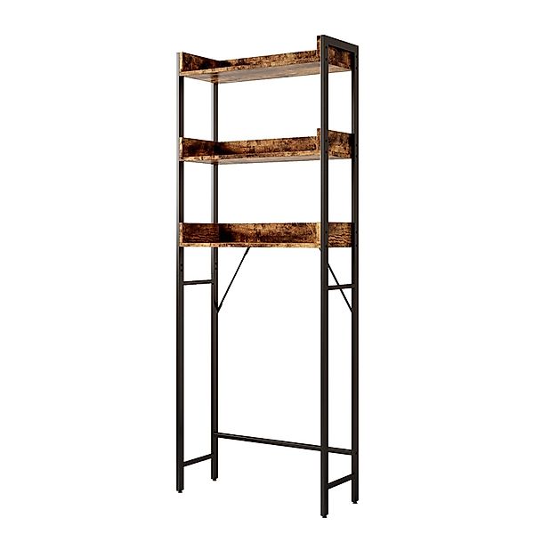 Vicco Waschmaschinenschrank Fyrk Eiche Rustikal/Schwarz 64 x 165 cm mit 3 F günstig online kaufen