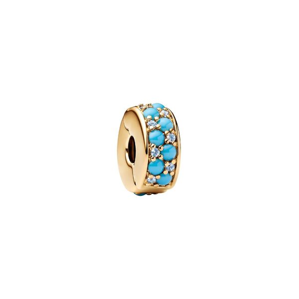 Pandora Charm-Einhänger 763902C01, Clip aquablau vergolde günstig online kaufen