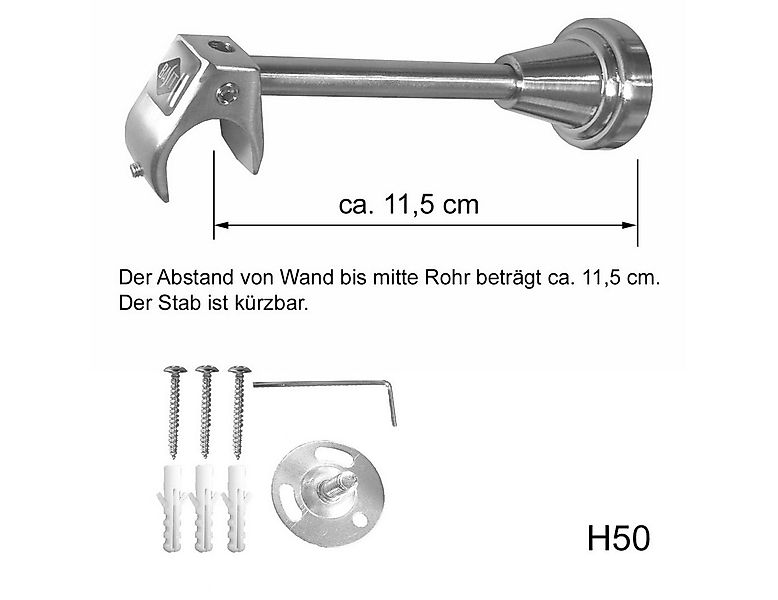 BASIT Gardinenstange Edelstahloptik 20mm mit Wandträgern 120 cm E30, Ø 20 m günstig online kaufen