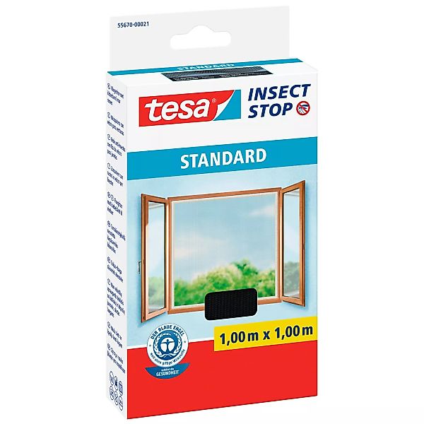Tesa Insect Stop Fliegengitter Standard mit Klettband 100 cm x 100 cm Anthr günstig online kaufen