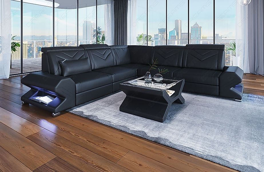 Sofa Dreams Ecksofa Sorrento L Form Leder, 4-Sitzer, Couch, LED-Beleuchtung günstig online kaufen