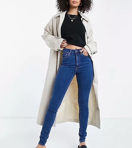 ASOS DESIGN Tall – Ridley – Enge Jeans mit hohem Bund in mittlerer Waschung günstig online kaufen