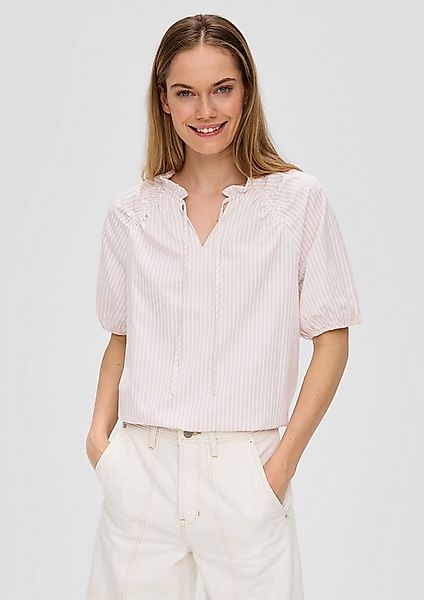 s.Oliver Kurzarmbluse Bluse Gestreifte Relaxed-Fit-Bluse mit Rüschendetails günstig online kaufen