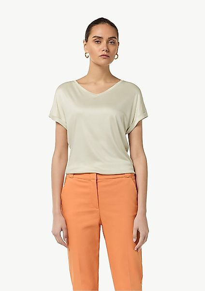Comma Kurzarmshirt T-Shirt aus Viskose Logo günstig online kaufen
