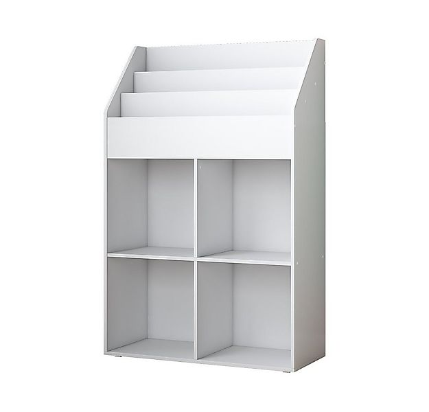 Vicco Bücherregal Conny, Weiß/Weiß, 72 x 111 cm mit 4 Ablagen für Faltboxen günstig online kaufen
