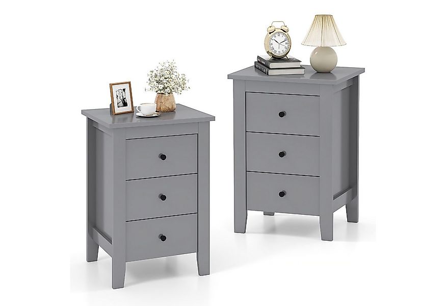 COSTWAY Nachttisch (2-St), mit 3 Schubladen, Holz, 46 X 37 X 65 cm günstig online kaufen