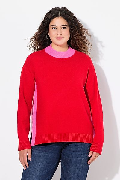 Ulla Popken Strickpullover Pullover Farbkontrast Stehkragen günstig online kaufen