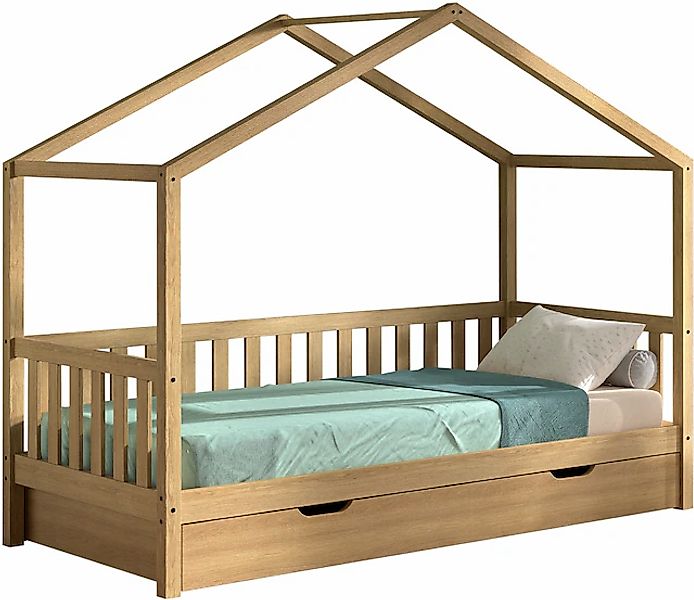 Vipack Hausbett »Dallas aus massiver Eiche, natur geölt in zeitlosem Design günstig online kaufen