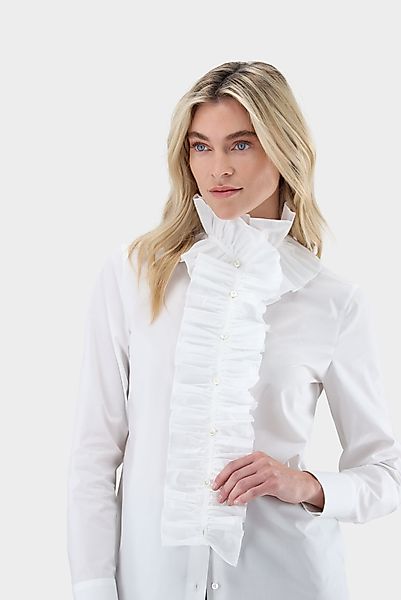 Stehkragenbluse mit abknöpfbarer Rüsche günstig online kaufen