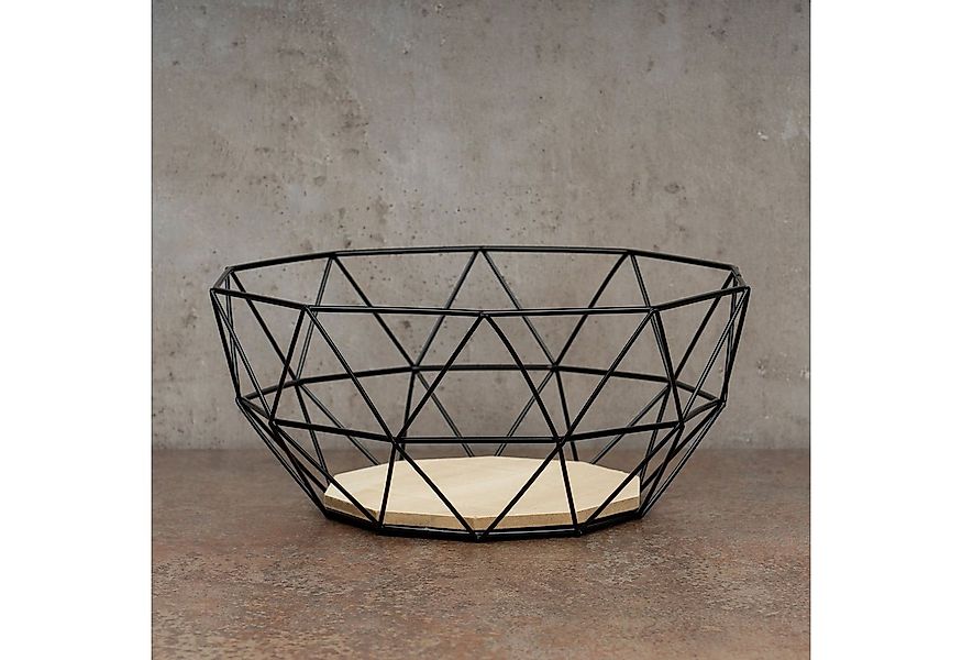 Levandeo® Dekoschale, Korb Metall Schwarz 26x12cm Modern Holz MDF Braun Sch günstig online kaufen