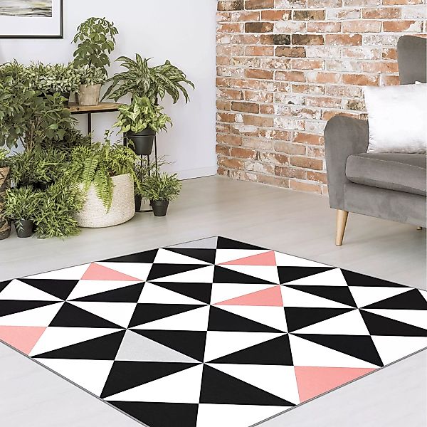 Teppich Geometrisches Muster große Dreiecke Farbakzent Altrosa günstig online kaufen