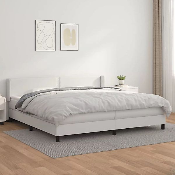 Vidaxl Boxspringbett Mit Matratze Weiß 200x200 Cm Kunstleder günstig online kaufen