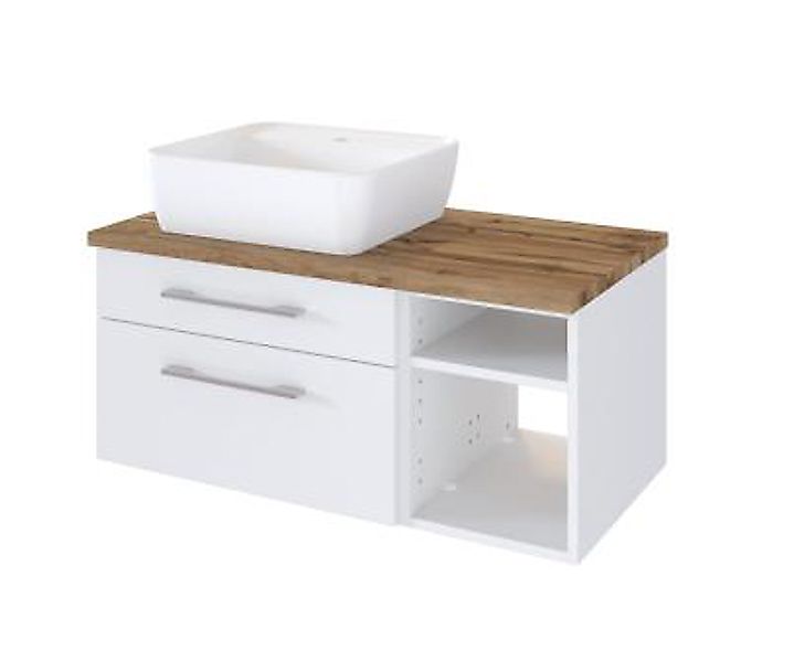 Waschtisch 90 inkl Keramik-Aufsatzbecken Regal rechts Davos von Held Möbel günstig online kaufen